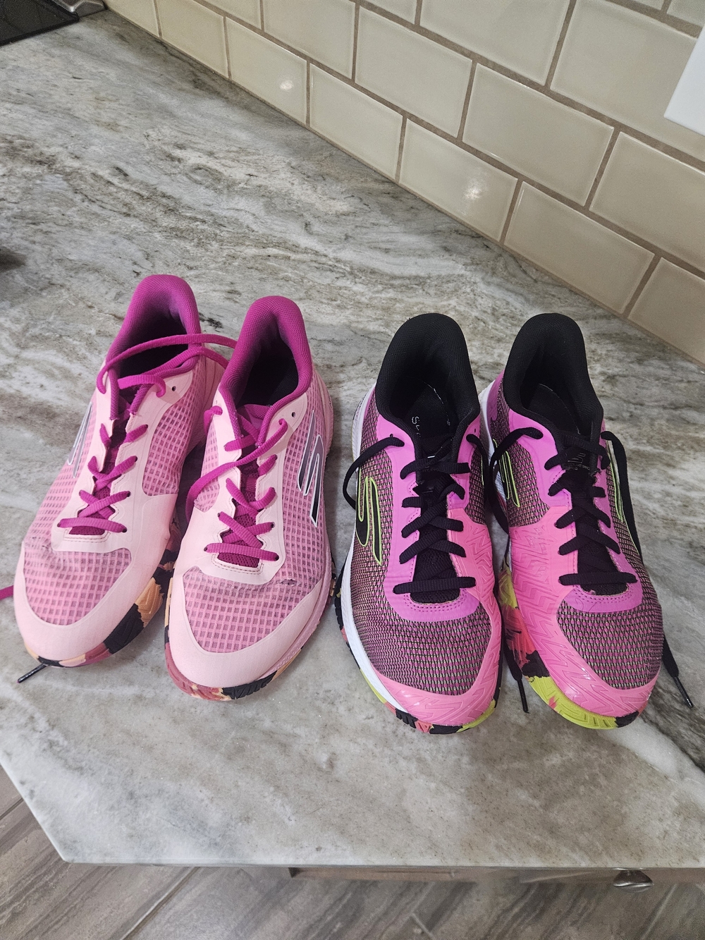 2 Pair Of Skechers Women's Pink Pickleball Shoes - Dual Pair